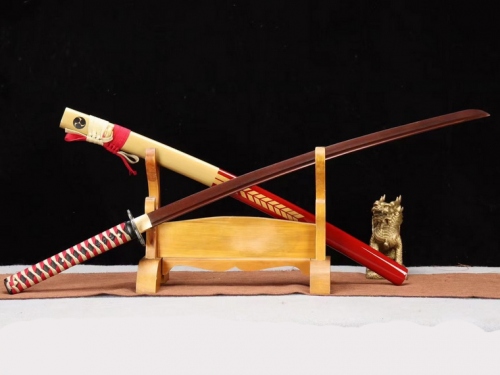 花纹钢发红武士刀